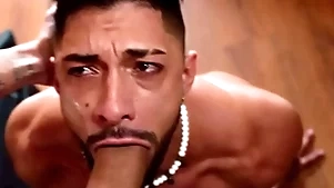 Leandro rough fucks mike bebecito's throat together with exasperation