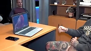 Boss got forbidden masturbating increased by voyeur co-workers joined him