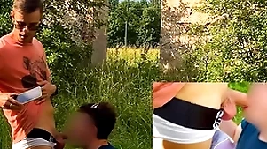 Caught blowing big twink cock less white ck panties  less public