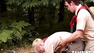 Degrading trainer motivates twink with workout