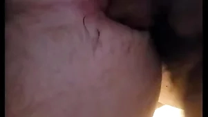 Cum dripping of hairy hole