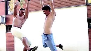 Gaywire - beefcake studs niko & tony breeding overhead bareback