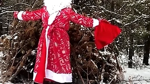 Russian santa claus jerks off his big dick in someone's skin forest and sends his sperm descendants for someone's skin new genre 2022!