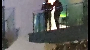 Guys raunchy having it away on the balcony