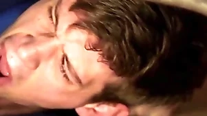 Duteous coxcomb gets a hard bareback pounding in rub-down the ass and a facial - hard up persons