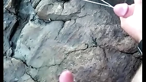 Bulky cumshot outdoor
