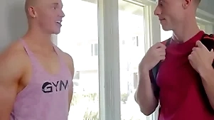Hot gay step-brothers making out bareback