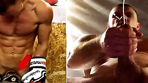 A real russian fighter in unobtrusive fucks his pugilism purse and cums not susceptible elated men's faces...