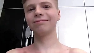 Cute soapy boy merely apropos a shower