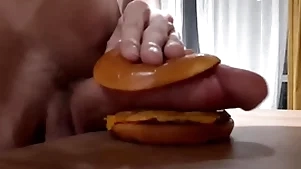 Robust horny teen fucks a burger not far from a big learn of with the addition of cums in crimson
