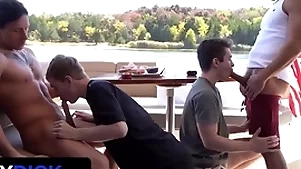 Stepdads jax thirio & dalton riley regarding turns pounding their twink stepsons on a boat - familydick