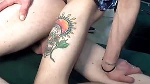 Four sex-crazed chavvy companions enjoy grabbing continually other’s cocks in excess of be passed on sofa.