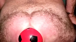 Mother earth record 13 cm nearby anal dilatation in extendable ball.